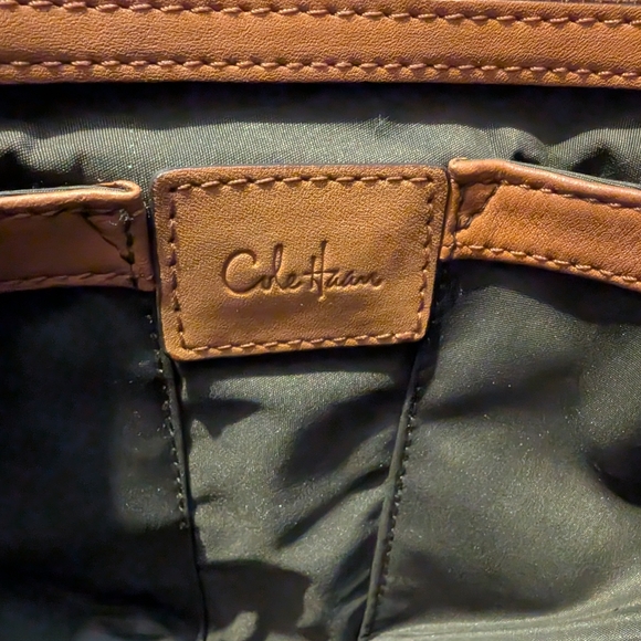 cole Haan Brown Leather Handbag with Scarf Accent - Picture 10 of 16